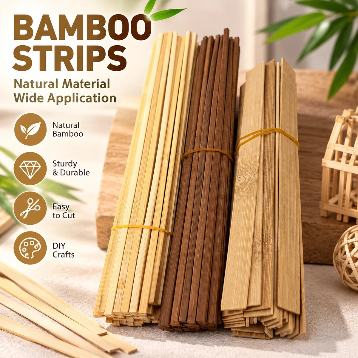 10x Bâtonnets en Bambou pour Loisirs Créatifs