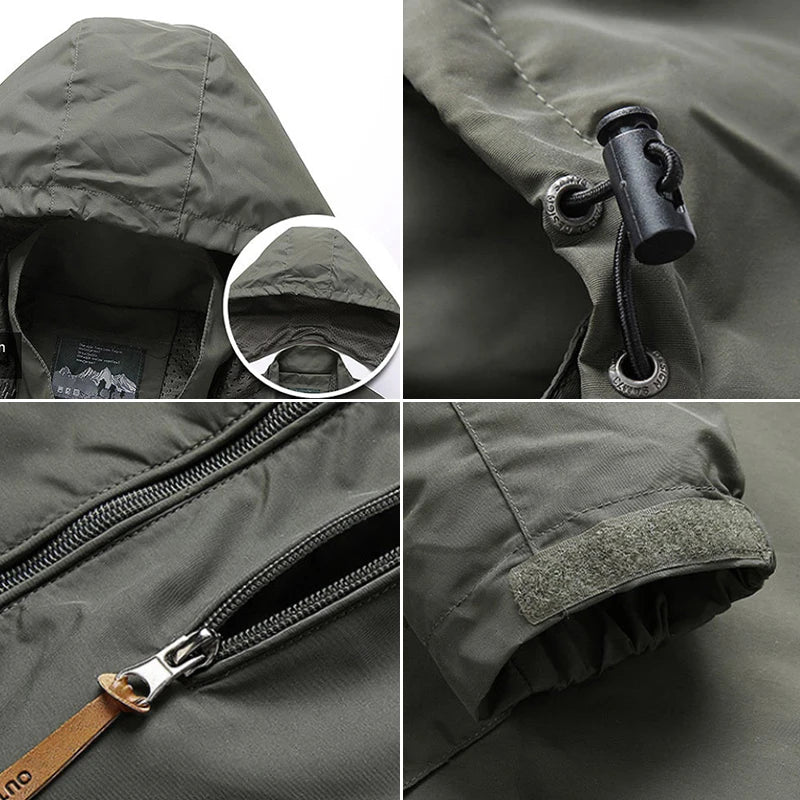 Veste Coupe-Vent Imperméable à Capuche Homme