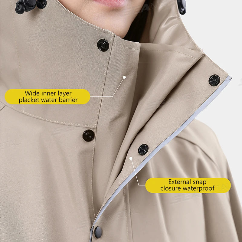 Manteau de Pluie Long Imperméable à Capuche Unisexe