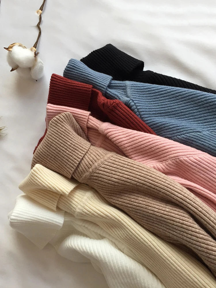Pull Col Roulé Côtelé pour Femme